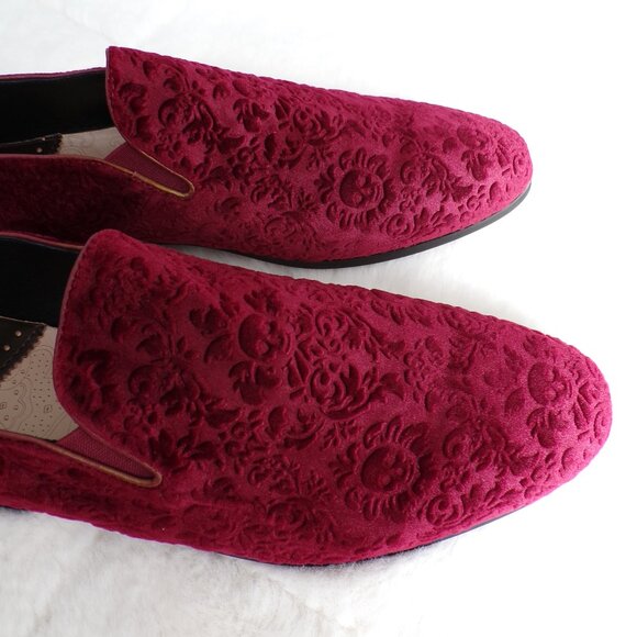 Robert Graham Velvet Skull Embossed Loafer, Comfortable Casual Sonoma Wine NIB